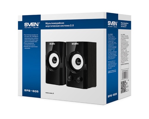 Акустическая система 2.0 Sven SPS-605 Black